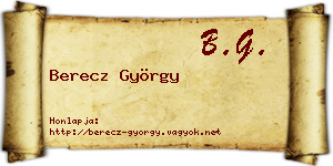 Berecz György névjegykártya